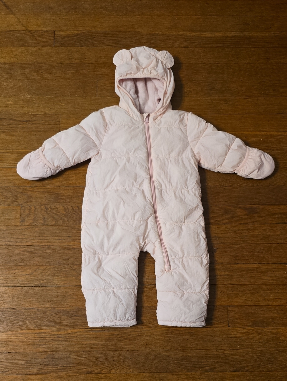 Old Navy Pink Water-Resistant Frost-Free Puffer Snowsuit for Baby With Bear Ears